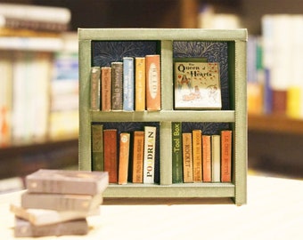 Realistic Miniature Bookshelf, Paper Craft Digital Template Pattern, Dollhouse Miniature Furniture, Square Shelf, Spring Green Grass