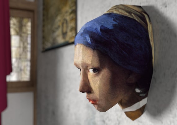 3D Paper Craft Low Poly Object Art Doll Model Pattern DIY - The Girl With The Pearl Earring - Johannes Vermeer