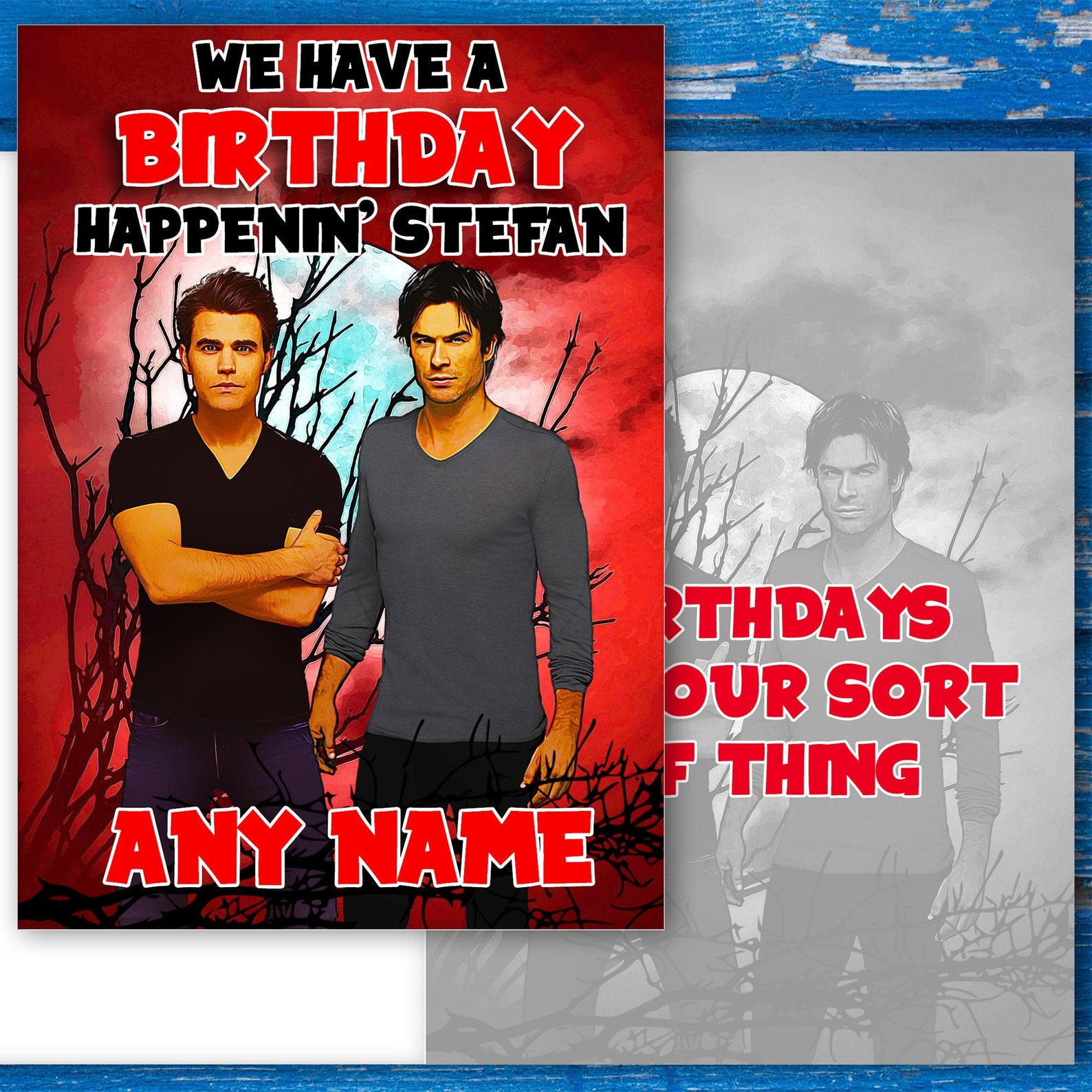 Vampire Diaries Birthday Card Damon and Stefan Salvatore. Etsy UK