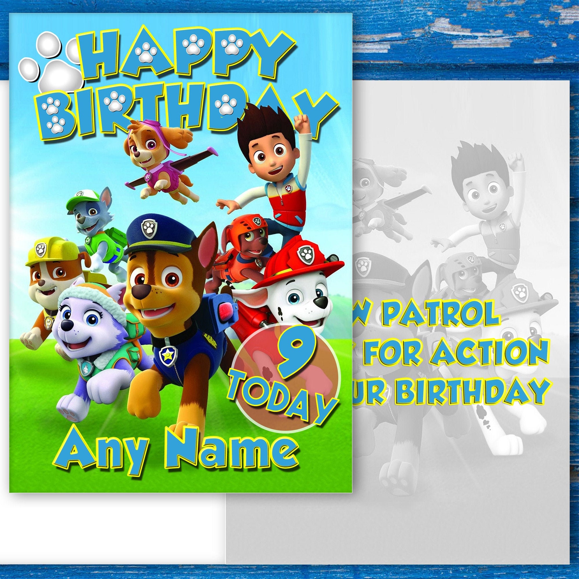 PAW Patrol Geburtstagskarte. Anpassen mit Namen und Alter. Etsy