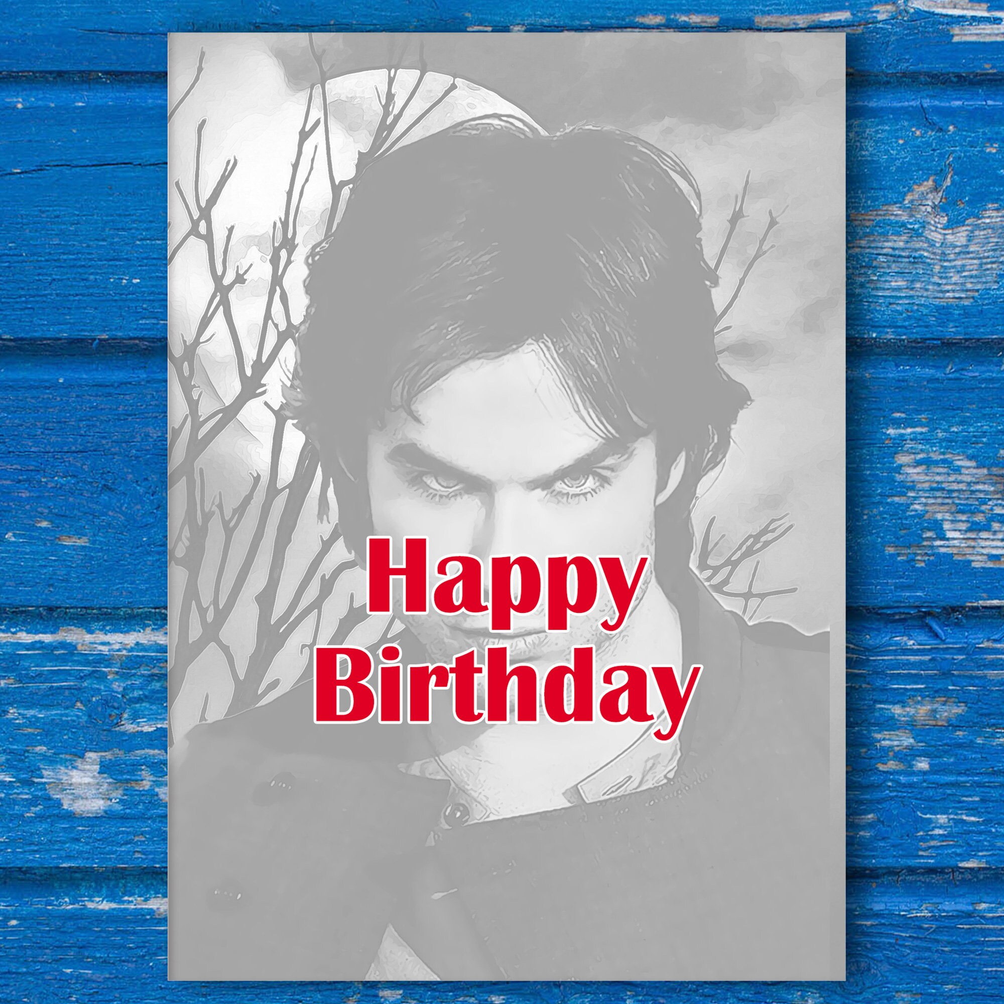 Vampire Diaries Damon Salvatore Birthday Card. Personalise | Etsy