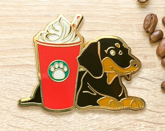 Dachshund Peppermint Mocha Enamel Pin: Coffee Dog Lover Gift