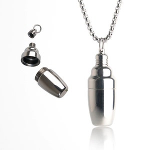 Smallest Cocktail Shaker Ever Necklace / Gift for Him and Her, Best Bartender Gift, Father’s Day, Stainless Steel, Martini Pendant