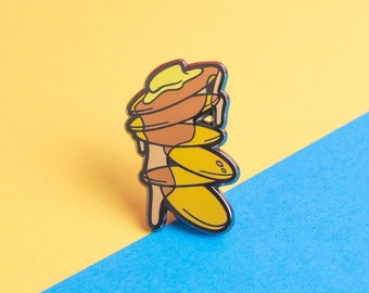 Pancakes Breakfast Pin | Lapel Brooch for Brunch, Food Gift Set for Her, Butter and Maple Syrup, Honey Toast, Accessory for Apron or Outfit