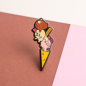 Ice Cream Enamel Pin | Lapel Brooch for Desserts, Food Gift Set for Her, Chocolate Vanilla Strawberry, Accessory for Apron, Charm for Outfit