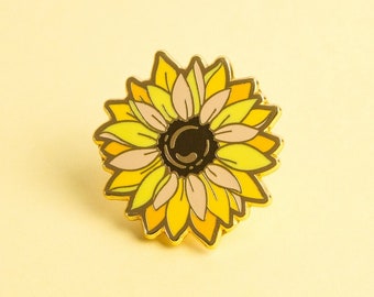 Sunflower Enamel Pin: Gold-Plated Floral Lapel Brooch