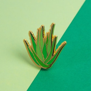 Aloe Vera Plant Pin | Lapel Brooch for Flower Lovers and Plant Moms, House Plant, Accessory for Dress or Backpack