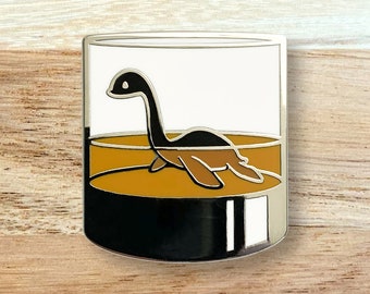 Scotch Ness Critter Pin | Loch Ness Monster, Scotland, Whisky, Single Malt, Gift, Whisky, Rocks Glass, Old Fashioned Gift