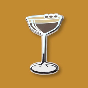 Espresso Martini Enamel Pin: Silver-Plated Cocktail Lapel Pin