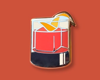 Negroni Enamel Pin – Cocktail Gift for Bartender | Gin & Campari Pin | Bar Apron Accessory