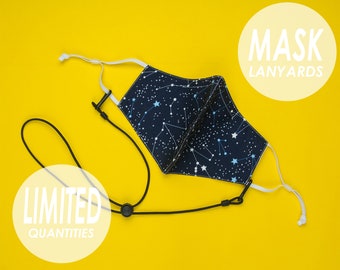 Sleutelkoord gezichtsmasker | Zacht, elastisch, heren, dames, verstelbare riem, nekriem, ketting gezichtsmasker, houder, oorbeschermer, wasbaar, herbruikbaar