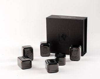 Mahjong Whisky Stones (Black) – Stainless Steel Drink Chillers (Set of 6)