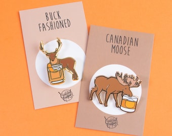 Moose & Buck Enamel Pin Set: Cocktail Critters