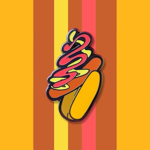 Hot Dog Enamel Pin | Lapel Brooch for Snacks Brunch, Food Gift Set for Him, Cheeseburger Fast Food, Accessory for Apron, Charm for Outfit