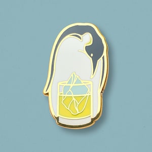 Penguin Whisky Sour Pin | Cocktail, Winter, Arctic, Snow, Snowfall, Iceberg, Wildlife, Cute, Bird, Gift, Jewelry, Brooch, Ring, Necklace