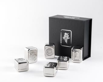 Mahjong Whisky Stones (Silver) – Stainless Steel Drink Chillers (Set of 6)