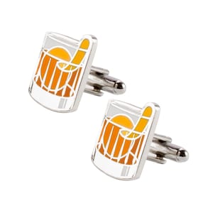 Old Fashioned Cocktail Cuff Links for Shirts / Gift for Him and Her, Groomsman Gift, Best Bartender Gift, Father’s Day, Silver Plated