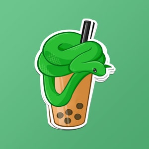 Boba Boa Constrictor Sticker | Spaß niedlich, bezaubernd und perfekt für Herbst oder Frühling, Bubble Tea, Boba, Schlangengeschenk, PVC und wasserfest