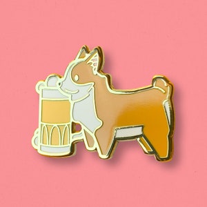 Corgi Beer Pin | Puppy, Dog, Cute, Adorable, Kawaii, Gift, Lager, IPA, Brooch, Lapel, Queen, Collar, Bandana, Gift, Jewelry, Tag, Necklace