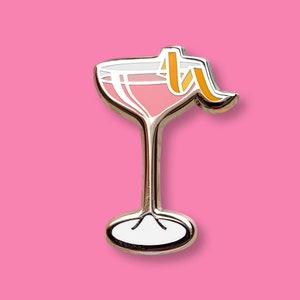Cosmo Cocktail Pin | Classic Cocktail Enamel Pin, Gift for Bartender, Vodka Cocktail, Cocktail Gift Set, Pin for Apron, Cosmopolitan