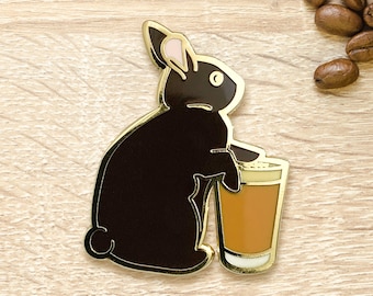 Alaska Rabbit Latte Enamel Pin: Coffee Barista Gift