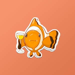 Peixes do palhaço Adesivos de <br> Crie Seu Próprio Produto! Divertido, fofo, adorável e perfeito para outono ou primavera, adesivo de coquetel Rob Roy, Nemo, PVC e resistente à água