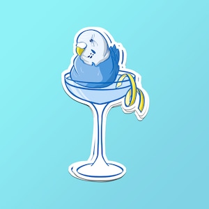 Adesivo Martini Budgie Bird / Divertimento carino, adorabile e perfetto per l'autunno o la primavera, regalo per animali domestici, PVC e resistente all'acqua