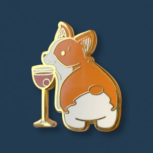 Corgi Manhattan Pin | Cocktail, New York, Whisky, Cute, Dog Butt, Puppy, Gift, Adorable, Accessories, Jewelry, Tag