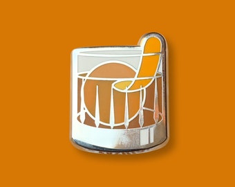 Old Fashioned Enamel Pin – Whiskey Cocktail Gift | Hard Enamel for Bartenders