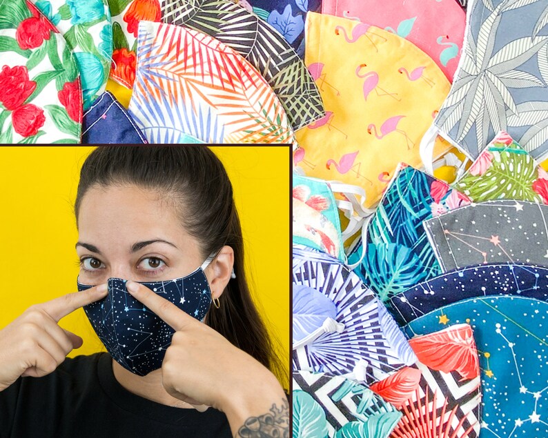 Reusable Face Mask With Nose Wire // Mens Womens Kids Etsy