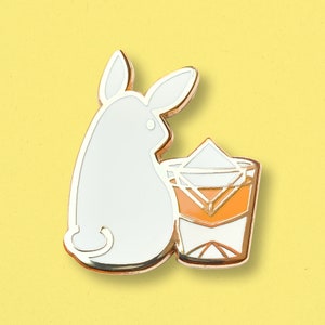 Rabbit Whisky Pin | Lucky, Bunny, Easter, Scotch, Bourbon, Rye, Spirit, Alcohol, Cute, Kawaii, Hare, Whiskey, Gift, Toy, Jewelry, Tag