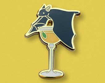 Bacardi Old Cuban Enamel Pin: Gold-Plated Cocktail Lapel Pin