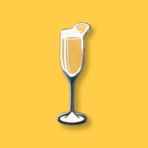 Mimosa Cocktail Pin | Classic Cocktail Enamel Pin, Gift for Bartender, Summer Dress Brunch Accessory, Champagne & Orange Sparkling Wine