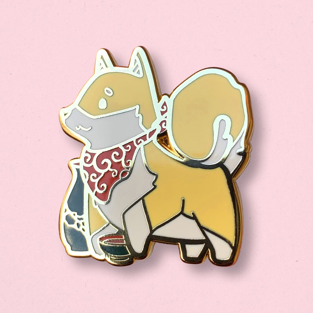 Buy Shiba Inu Sake Enamel Pin: Japanese Dog With Red Bandana