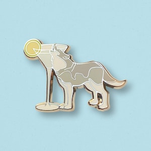 Howling Wolf Vodka Martini Enamel Pin | Cocktail Christmas Pin, Winter Holiday, Snowy Brooch, Twilight, Ornament or Stocking Stuffer