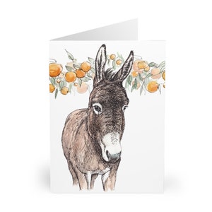 Esel im Obstgarten Grußkarten (5er Pack)