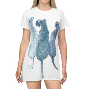 Kerry Blue Terrier All Over Print T-Shirt Dress