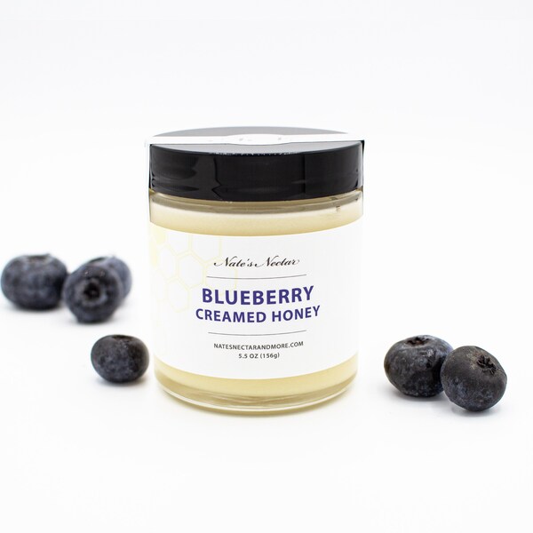 Blueberry Creamed Honey, 5.5 oz, Glass Jar