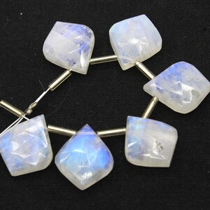 Natural Rainbow Moonstone Faceted Briolette Gemstone Beads - 5 Piece Set, 6x15x18mm - Premium Quality for Jewelry Making