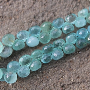 Natural Aquamarine Gemstone Faceted Teardrop Beads Briolette | 8 Inch (38 Pieces) Size - 6--8 MM Aquamarine Faceted Onion beads, aqua beads