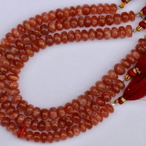 Natural, 8 inch smooth sunstone gemstone rondelle briolette beads, 7---9  mm, natural gemstone bead, sale, natural sunstone gemstone