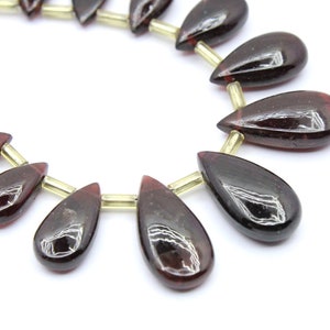 Natural 13 Piece Smooth Almond Cut Garnet Gemstone Beads 4x14mm to 10x20mm for Jewelry Making - Genuine Red Garnet