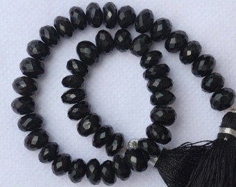 Natural Black Spinel Faceted Rondelle Gemstone Beads | 6mm 8mm Loose Beads Strand | 8 Inch AAA Black Spinel Jewelry Making Supplies