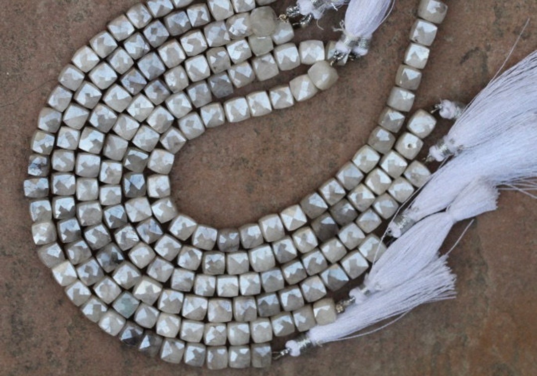8 Inch Long Strand Faceted Silverite Gemstone Cube Beads,7 Mm, Approx