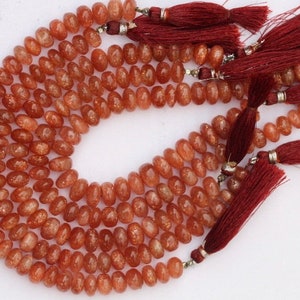 Natural, 8 inch smooth sunstone gemstone rondelle briolette beads, 9---10  mm, natural gemstone bead, sale, natural sunstone gemstone