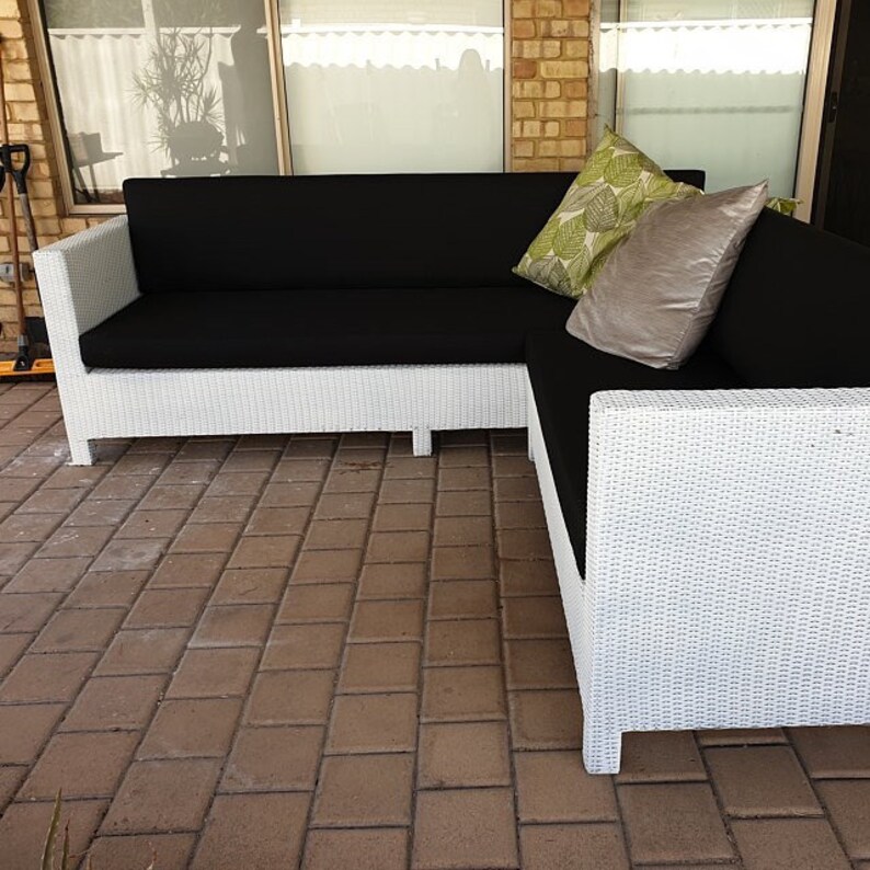 Black Outdoor Cushion Covers Water Resistant Zippered Etsy