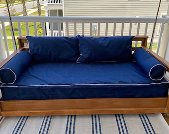 Funda para columpio de porche azul marino personalizada: cojín impermeable para exteriores