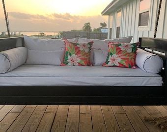 Funda personalizada para columpio de porche: cojín impermeable para banco de exterior, cuna, tamaño individual y tamaño queen