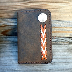 Crazy Horse - Cartera occidental plegable para hombre de piel auténtica con concho