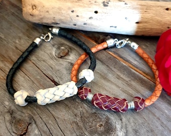 Mens Leather Braided Bracelets - Genuine Leather